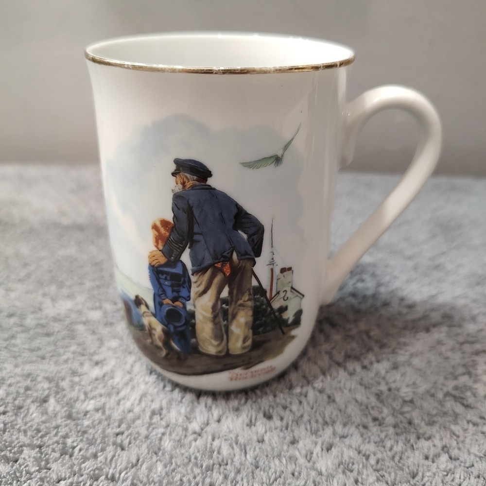 Vintage 1985 Norman Rockwell Museum: Looking Out To Sea 16 oz Coffee Cup Tea Mug